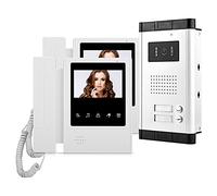 HFeng Kit interphone vidéo de 4,3 '' avec Sonnette Couleur, 2 moniteurs et caméra extérieure 700TVL IR Vision Nocturne pour 2 Appartements/familles