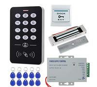 HFeng Kit Système Contrôle d'accès RFID Set Contrôleur d'accès + Serrure Magnétique électrique 180KG / 350lbs + Alimentation + 10pcs cartes porte-clés RFID pour système de sécurité de porte