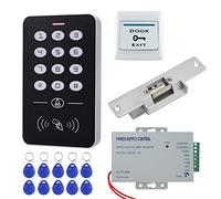 HFeng Système Contrôle d'accès avec Serrure électrique Strikc + RFID Clavier Contrôle d'accès + Contrôleur d'alimentation DC12V 3A + 10pcs cartes porte-clés Pour Système d'entrée de porte