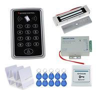 HFeng Système de contrôle d'accès à la Porte Kit de contrôleur RFID Clavier 125 kHz avec Bloc d'alimentation + 180 kg Serrure magnétique électrique étanche + 20 Cartes