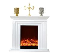 HFERTSCN Accueil Fiche électrique Autonome, cheminée décorative Blanche Moderne avec Mantel en chêne, Flamme réaliste, décoration télécommandée (Petite) FANDIAO