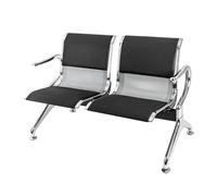 HFERTSCN Banc de Salle d'attente en Cuir de 2 sièges avec Armes Chaise invitée du Bureau pour la réception de la Zone d'aéroport de la Banque d'hôpital en Acier Noir FANDIAO