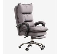 HFERTSCN Chaise de Bureau à Domicile Big et Tal Home Ergonomic avec Roues et Chaise de Bureau réglable à Hauteur de l'accoudoir pour Adultes épais et siège Confortable Gris (avec Tabouret) FANDIAO