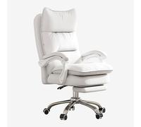 HFERTSCN Chaise de Bureau à Domicile Big et Tall Home Ergonomic avec Roues et Chaise de Bureau réglable à Hauteur de l'accoudoir pour Adultes Télectricité à Dos de Dossier épais avec Tabouret (Blanc)