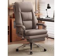 HFERTSCN Chaise de Bureau Ergonomic Brown - Conception de pivotage de Hauteur réglable allongée avec des accoudoirs et Supports rétractables - Idéal pour l'ordinateur et l'usage administratif FANDIAO