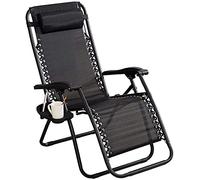HFERTSCN Chaise de Pont Fauteuil inclinable chaises de terrasse inclinables pliants de Plage de Plage chaises inclinables en texoline Noire à l'épreuve des intempéries avec Table d'appoint/Support
