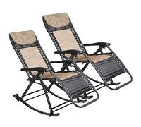 HFERTSCN Chaises à Bascule de terrasse Zero Gravity Chaise Patio Pliant Porceau Lounge Chaises Camp Allongez pour la Plage d'arrière-Cour au Bord de la Piscine - Ensemble de 2 FANDIAO
