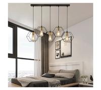 HFERTSCN Chandelier, Farmhouse Pendant Lights Island de Cuisine 3/5 Lumières Farmhouse Lighting Fixtures Plafond Suspendu E27 Geometric Metal Frame Lampe for Kitchen Dining Room Lightture (A) FANDIAO