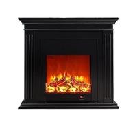 HFERTSCN Cheminée électrique 39.3/47,2 "Fiche électrique Noire européenne avec Manteau, cheminée décorative à LED autoportable réglable à la Flamme Flame Fiche FANDIAO
