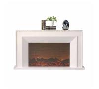 HFERTSCN Fiche électrique à la Maison avec cheminée en chêne, cheminée décorative à Flamme réaliste Autonome avec décoration télécommande (Blanc, l) FANDIAO