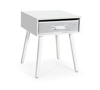HFERTSCN Nightstand Nightstand 1pc Tiroir Rustique Blanc Mid-Century Nightand End Accent Accent Table Tabot de Chevet Tableau de lit d'espoir Plein d'étoiles FANDIAO