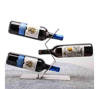 HFERTSCN Porte-Bouteille à vin Rouge en métal, Porte-Bouteille de vin pour Bouteilles d'alcool, casier à vin Portable (Argent, Taille: 28 x 28 x 8,5 cm) FANDIAO
