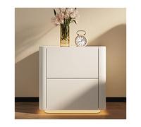 HFERTSCN Table Table de Chevet de Chevet Blanc avec Une Station de Charge sans Fil et des lumières LED, Table d'appoint à l'extrémité Moderne avec 2 tiroirs Armoire de Rangement pour Table de Chevet