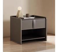 HFERTSCN Tablette de Selle en Cuir, Table de Chevet en Bois Massif, tiroir supérieur, Conception Ouverte inférieure, Table de Chevet en Cuir pour Chambre (50x40x50cm), Gris FANDIAO