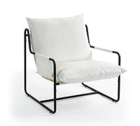 HFERTSCN Velvet Sling Lounge Chaise avec Coussin Amovible Pocket de Rangement de Cadre en métal Parfait pour Le Bureau du Salon de la Chambre et la Lecture (Beige) FANDIAO