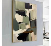 HFEWQM Grand tableau abstrait minimaliste aux tons verts et bruns, idéal pour la décoration murale du salon (40 x 60 cm/sans cadre)