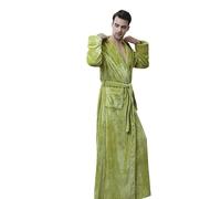 HFGDRH Peignoir Peluche Mi-Long, Femmes Hiver à Capuche Extra Longue épaisse Flanelle Robe de Bain Chaud Chambre Hommes Peignoir Demoiselle d'honneur Robes mariée(Men Fruit Green,L)