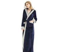 HFGDRH Peignoir Peluche Mi-Long, Peignoir Thermique Extra Long à Capuche for Hommes et Femmes, Grande Taille, épais, Chaud, Robe de Chambre, Robes Demoiselle d'honneur, Hiver(Blue women2,L)