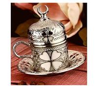 HFGDRH Tasse à Café en Porcelaine, Tasse à espresso soucoupe en porcelaine de cuivre Couverture tasse de café(Silver)