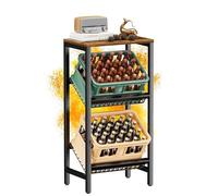 HFHOME Étagère pour 2 caisses à boissons avec étagère réglable - Support en métal solide - Support autoportant avec étagère supérieure en bois - Pour cuisine, cave, garage