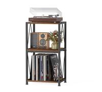 HFHOME Rangement pour disques vinyles à 3 niveaux, table d'appoint, meuble pour platine vinyle pour rangement et affichage de disques, support pour platine tournante dans le salon, la chambre, la