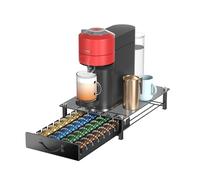HFHOME Support à dosettes de café en métal pour 36 dosettes Nespresso Vertuo et 36 dosettes Dolce Gusto, organisateur de tiroir à capsules Nespresso Vertuoline, support pour machine à café