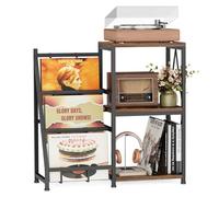 HFHOME Support de Rangement pour Disques Vinyles à 3 Côtés, Support pour Disques Vinyles pour Affichage et Rangement, Support de Plateau Tournant pour Salon, Chambre, Salle de Musique