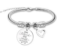 HFHungkeong Bracelet inspirant pour femme avec gravure « You bist mutiger als du croix, » Bracelet élastique à breloques, cadeau motivant pour meilleure amie et mère, No Gemstone