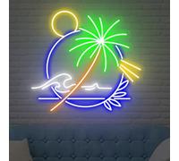 HFHungkeong Grande Enseigne lumineuse LED en Acrylique Sunrize Wave avec interrupteur à intensité variable, pour Bar, Magasin, Café, Hôtel, Club, Fête, Cadeaux pour Amis, Bleu