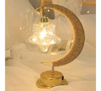 HFHungkeong Lampe LED en forme de lune décorative pour Ramadan, fonctionne avec piles ou USB, lampe en forme de croissant de lune enchanté, lampe de chevet pour chambre d'enfant, décorations de