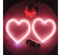 HFHungkeong Lot de 2 plaques néon en forme de cœur rose pêche à LED - Pour décoration murale dans la chambre de fille, garçon, adolescent, cadeau de Noël - 18 x 20 cm