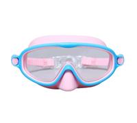 HFHungkeong Lunettes de natation pour 3 à 15 ans avec masque nasal, masque anti-buée Wide View Clear Swim Mask (bleu rose)