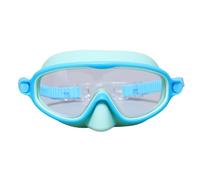 HFHungkeong Lunettes de natation pour 3 à 15 ans avec masque nasal, masque anti-buée Wide View Clear Swim Mask (Dark Light Blue)