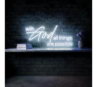 HFHungkeong Panneau néon à intensité variable avec inscription « Mit Gott ist alles möglich » - Pour la décoration murale - Bannière LED motivante - Cadeau de décoration murale catholique chrétienne
