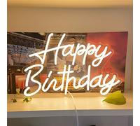 HFHungkeong Panneau néon Happy Birthday LED à Intensité Variable Veilleuse pour Chambre à Coucher, Dortoir, Décoration Murale Lampe Décorative pour Club, Noël, Halloween, fête - 42 x 28 cm