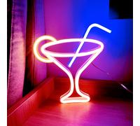 HFHungkeong Panneau néon LED pour verre à vin, batterie et USB double alimentation pour décoration murale, lampe de nuit pour la maison, bar, club, restaurant, boutique