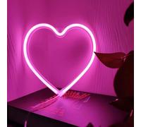 HFHungkeong Plaque néon LED en forme de cœur - Love Heart - Décoration de chambre de fille - Rose - Décoration de chambre à coucher - Fonctionne avec USB ou piles - Pour mariage, Saint-Valentin, fête