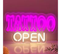 HFHungkeong Tattoo Enseigne néon rose avec interrupteur à intensité variable, LED blanc chaud pour salon de tatouage, studio, plaque de magasin, 35,1 x 19,8 cm