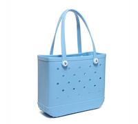 HFHungkeong Tote Sac de plage, 14 x 5 x 12 pouces, caoutchouc, EVA, trou de plage, bricolage, sac à main d'été, étanche, sac de rangement pour sports de plein air, voyages, bleu ciel