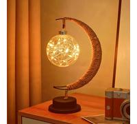 HFHungkeong Veilleuse en fer lumière de lune étoile magique lumière décorative LED pour fêtes, mariages, chambres et bien d'autres occasions, port USB, 11 x 6 x 6 pouces (ronde chaude)