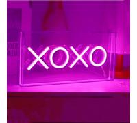 HFHungkeong XOXO Panneau Lumineux Néon LED Décoratif 3D pour Bar, Fête, Chambre d'Enfant, Chambre à Coucher, Lumières Néon de jeu Alimentées par USB