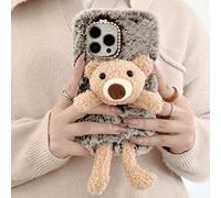 HFICY Coque en fausse fourrure pelucheuse pour Nokia G10/G20 avec 2 films protecteurs d'écran en verre pour femme (panda)