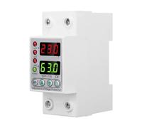 HFIGNIAHQ 220V 230VAC Din Rail Dual Display Adjustable Over Voltage Current and Under Voltage Protective Device Protector Relay(V A Type (ADJ),63A)