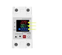 HFIGNIAHQ 63A 230V 3IN1 Display Din Rail Adjustable Over Voltage Current Under Voltage Protective Device Protector Relay 220V KWH Red Blue