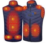 Hfnnhl Gilet Chauffant Homme Femmes, Veste Chauffante avec 11 Coussinets Chauffants, USB Gilet Chauffant électrique Hiver pour moto Extérieur Ski Corps (Color : Blue, Size : 5XL)