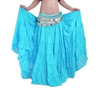 Hfnnhl Jupe de Danse du Ventre pour Femmes, Jupe de Danse Tribale de Style Bohémien, Longue Jupe Gitane (sans Ceinture) (Color : Lake Blue, Size : One Size)