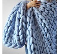 Hfnnhl Plaid Grosse Couverture en Tricot Chunky Plaid Tricot, Couverture TricotéE éPaisse Ultra Douce Faite à La Main, Confortable et Chaud, Canapé-Lit, DéCoration Cadeau(Blue,120x150cm)