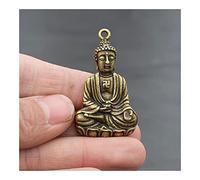 HFRSE Foxi Pendentif Bouddha en Bronze, Pendentif Shakyamuni en Laiton Massif, Petite Amulette Vintage for Bricolage Voiture/Portefeuille/Porte-clés, 1 Pièce