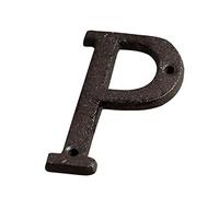 HFRSE Shu Lettres et Chiffres en métal de A à Z, de 0 à 9, numéro de Porte en Fonte de 7,5 cm, Plaque d'immatriculation à Faire soi-même, Plaque d'adresse Murale for café, Maison, avec vis(P)