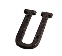 HFRSE Shu Lettres et Chiffres en métal de A à Z, de 0 à 9, numéro de Porte en Fonte de 7,5 cm, Plaque d'immatriculation à Faire soi-même, Plaque d'adresse Murale for café, Maison, avec vis(U)